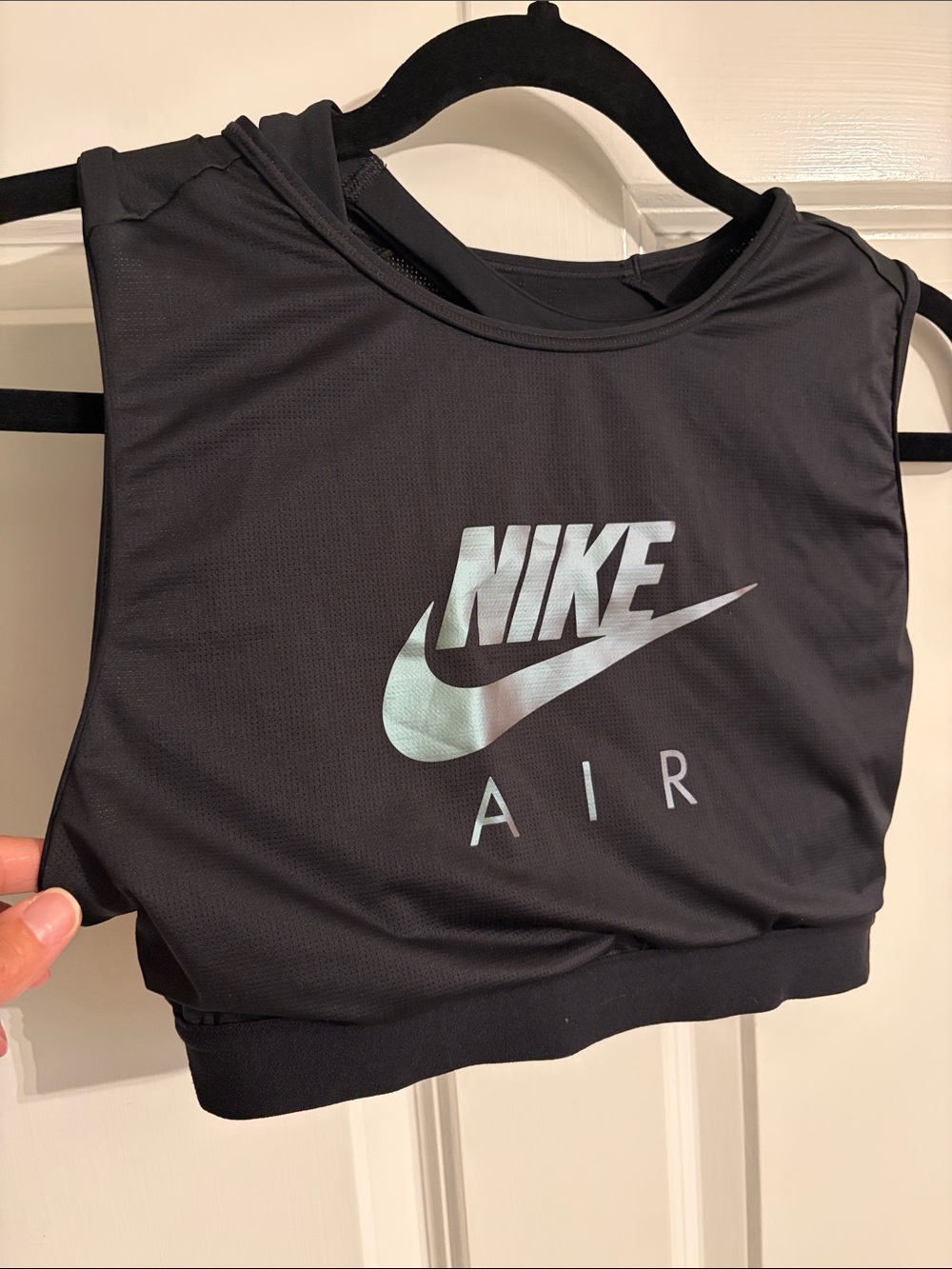 Nike Black Crop Tank with Iridescent Nike Air Logo